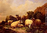 Eugene Verboeckhoven Sheep Grazing By The Coast painting